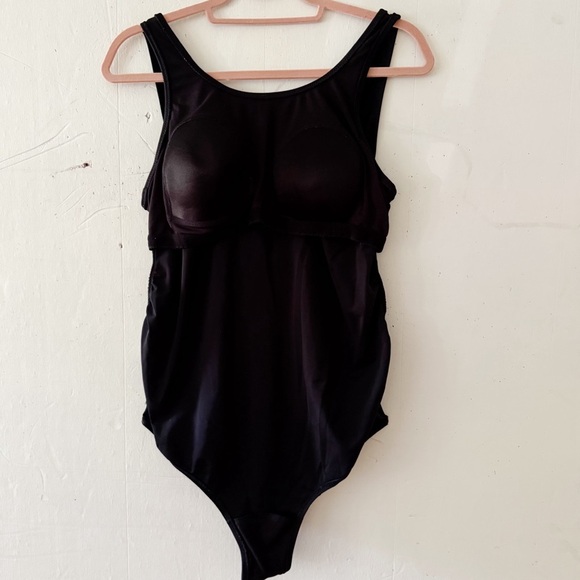 Motherhood Maternity Black Criss-Cross Back Beach Bump One Piece Swimsuit Size L - Picture 7 of 9